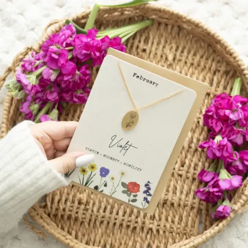 Birth Flower Necklace On Greeting Card - Image 2