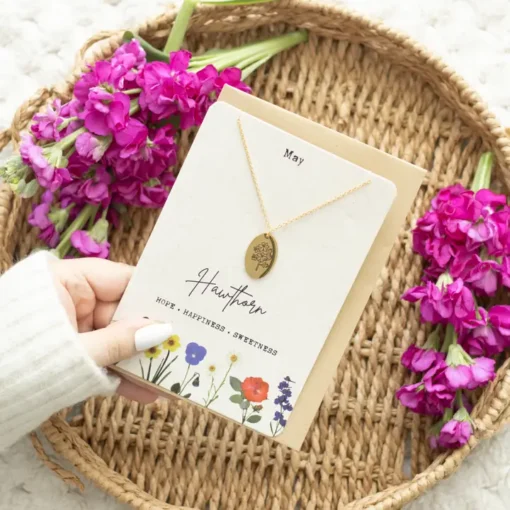 Birth Flower Necklace On Greeting Card - Image 5