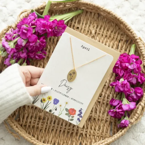 Birth Flower Necklace On Greeting Card - Image 4