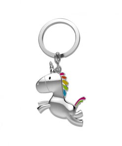 Unicorn with Rainbow Mane Keyring