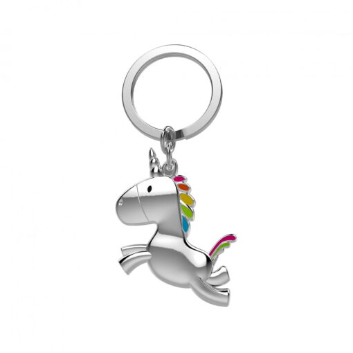 Unicorn with Rainbow Mane Keyring