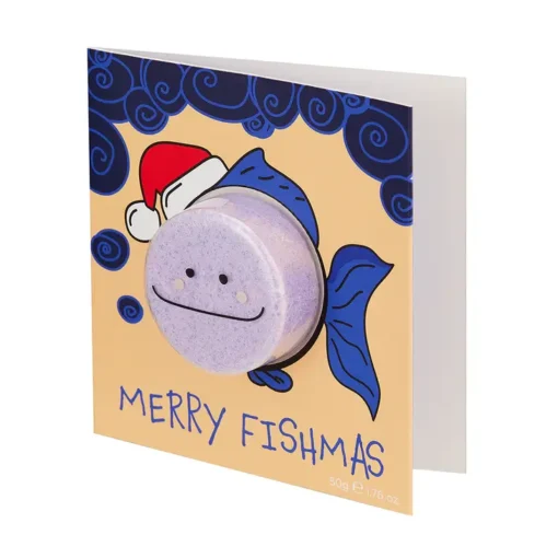 Blueberry Bath Bomb 'Merry Fishmas' Card (50g) - Image 2
