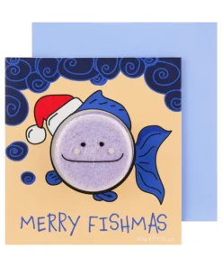 Blueberry Bath Bomb 'Merry Fishmas' Card (50g)