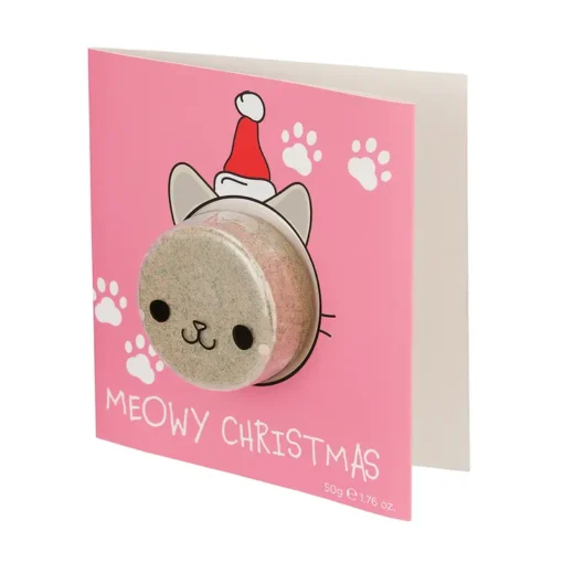 Raspberry Bath Bomb 'Meowy Christmas' Card (50g) - Image 2