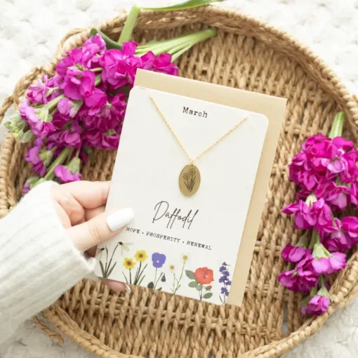 Birth Flower Necklace On Greeting Card - Image 3