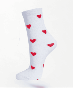 Womens Red Heart Glitter Socks 3-7