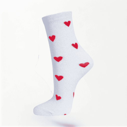 Womens Red Heart Glitter Socks 3-7